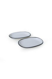 Hermia X00019025 Juego de Fuentes de Gres Cerámico Blanco Mate, 2 Piezas de 19 x 12 cm